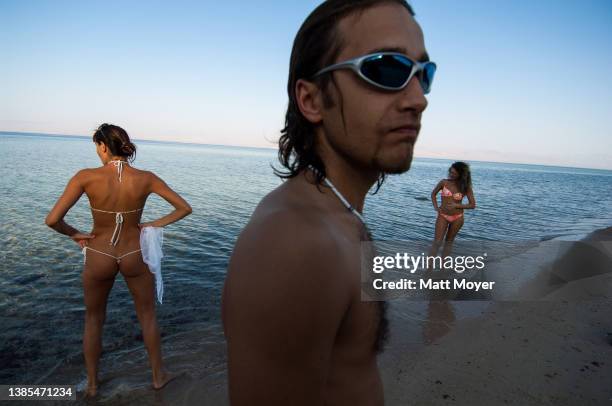 Russian and Ukrainian woman, who are dancers and performers at a local five star hotel, enjoy their day off by spending time at Castle Zaman and on...