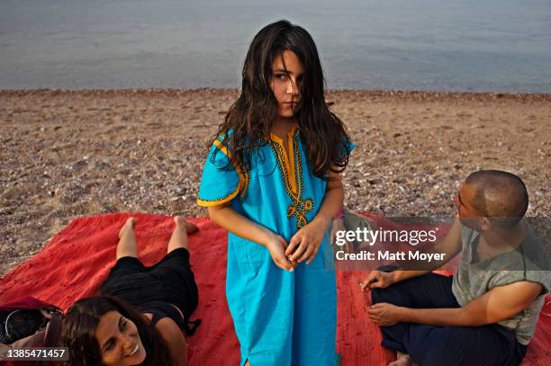 Israeli tourists enjoy relaxing while vacationing at camp Ras Shitan during the Passover holiday near the city of Nuweiba in the Sinai, Egypt on...