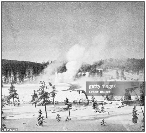 Antique Travel Photographs Of Yellowstone Winter High-Res Vector Graphic