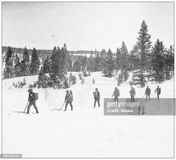 Antique Travel Photographs Of Yellowstone Winter High-Res Vector Graphic