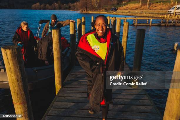 The One Show's Angelica Bell and Owain Wyn Evans go head-to-head as they compete in the Red Nose and Spoon Race for Red Nose Day 2022 on March 5,...