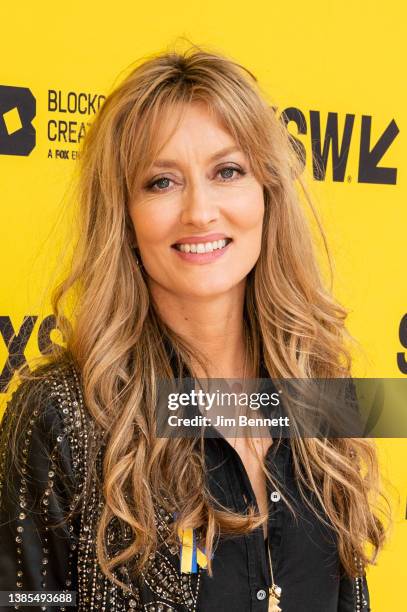 Actor Natascha McElhone poses for photos at the red carpet for the premier of 'Halo' during the 2022 SXSW Conference and Festivals at the Paramount...