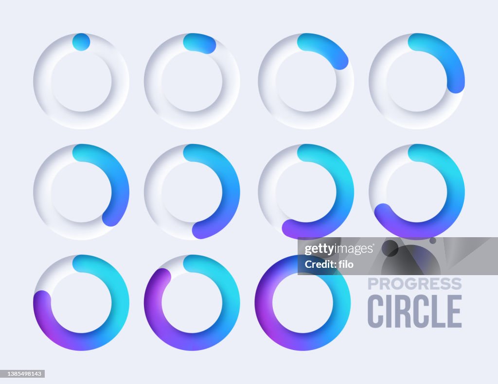 Progress Percentage Circle Neumorphic Design Elements