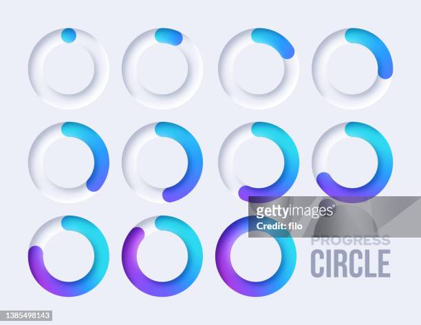progress percentage circle neumorphic design elements - progress bar stock illustrations