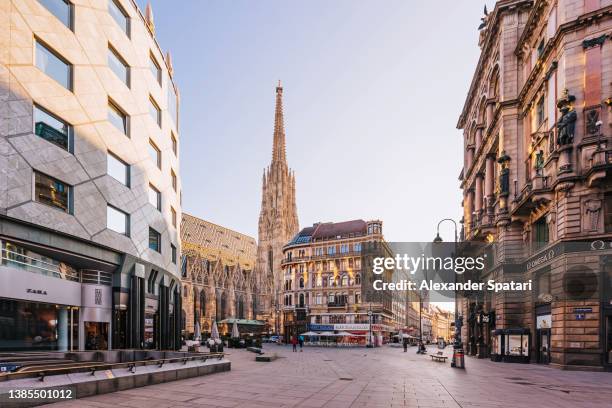 stephansplatz square and st. stephen's cathedral in vienna, austria - vienna stock-fotos und bilder