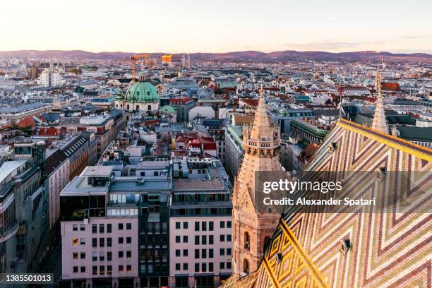 aerial view of vienna skyline, austria - austria skyline stock pictures, royalty-free photos & images