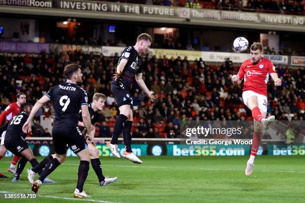 Michal Helik of Barnsley scores their side's second goal during the Sky Bet Championship match between Barnsley and Bristol City at Oakwell Stadium...