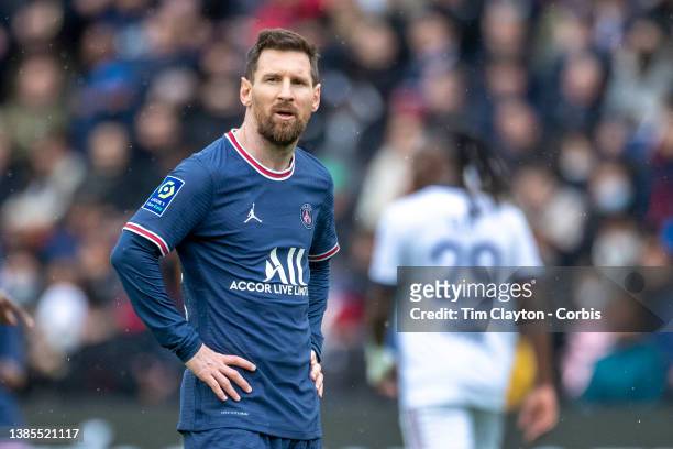 August 10: Lionel Messi of Paris Saint-Germain during the Paris Saint-Germain Vs Bordeaux, French Ligue 1 regular season match at Parc des Princes on...
