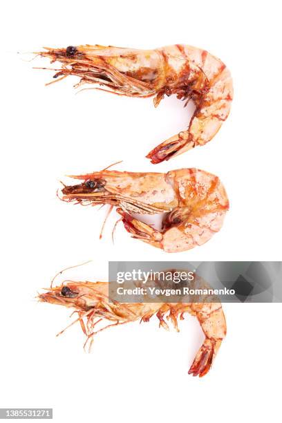 fried shrimps on white background - scampi stock pictures, royalty-free photos & images