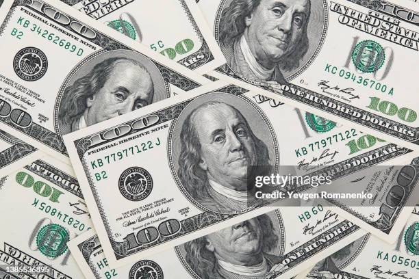 us dollars as a background - american one hundred dollar bill foto e immagini stock