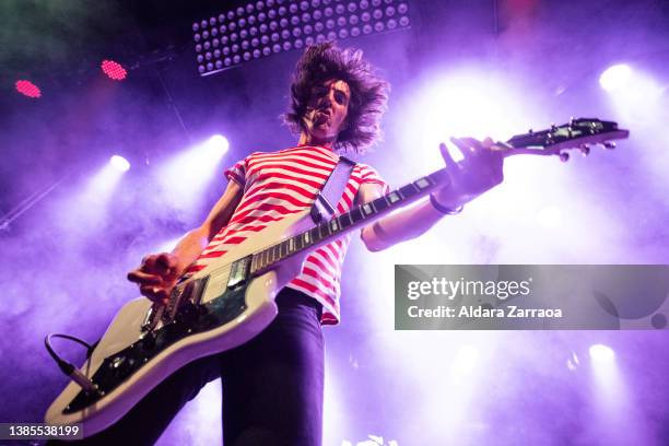 Spanish singer and guitarist Koldo Soret of Niña Coyote eta Chico Tornado performs on stage at Sala But on March 13, 2022 in Madrid, Spain.