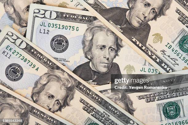 american twenty dollar bills as a background - banconota da 20 dollari statunitensi foto e immagini stock