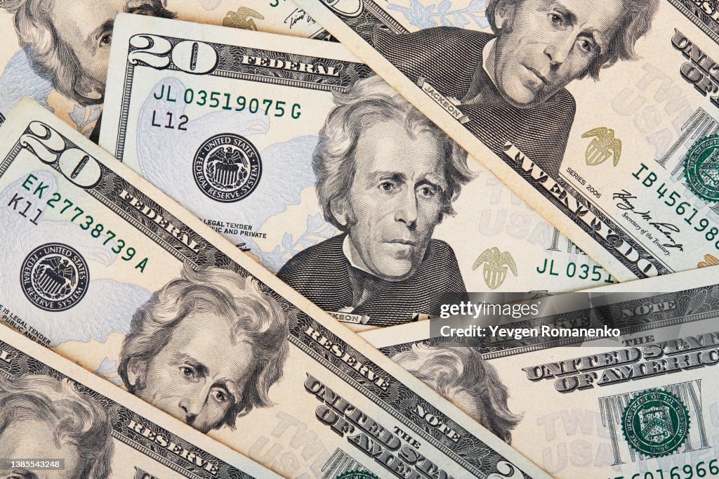 American Twenty Dollar Bills as a background