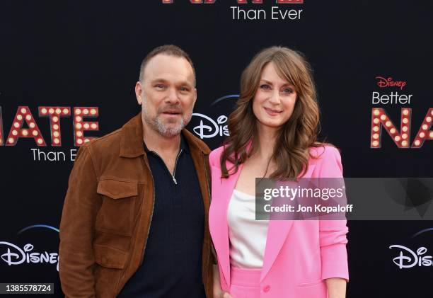 Norbert Leo Butz and Michelle Federer attend the premiere of Disney's "Better Nate Than Ever" at El Capitan Theatre on March 15, 2022 in Los Angeles,...