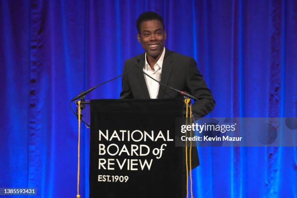 Chris Rock speaks onstage at the National Board of Review annual awards gala at Cipriani 42nd Street on March 15, 2022 in New York City.