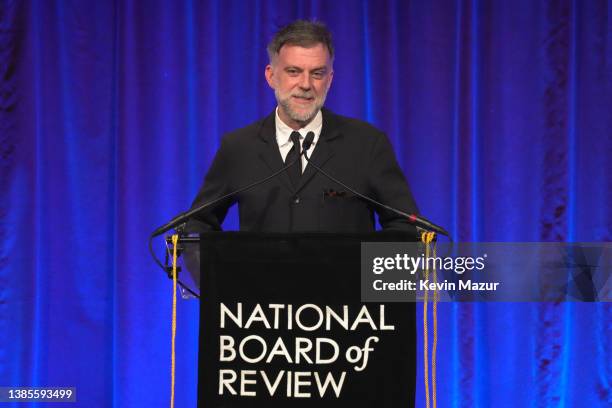 Paul Thomas Anderson accepts the award for Best Director for 'Licorice Pizza' onstage during the National Board of Review annual awards gala at...