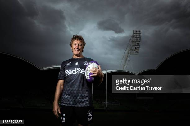 Coach of the Melbourne Storm, Craig Bellamy poses for a photo after a press conference ahead of his 500th game as Melbourne Storm coach, at AAMI Park...