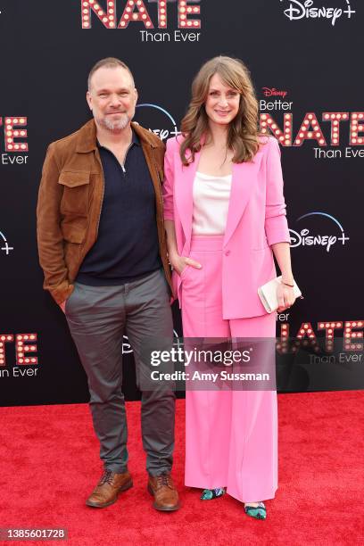 Norbert Leo Butz and Michelle Federer attend the premiere of Disney's "Better Nate Than Ever" at El Capitan Theatre on March 15, 2022 in Los Angeles,...