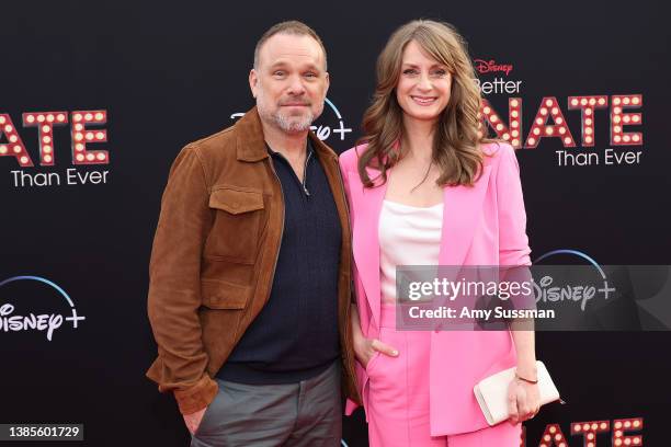 Norbert Leo Butz and Michelle Federer attend the premiere of Disney's "Better Nate Than Ever" at El Capitan Theatre on March 15, 2022 in Los Angeles,...