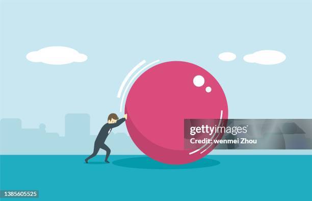 push huge ball - roll up stock illustrations