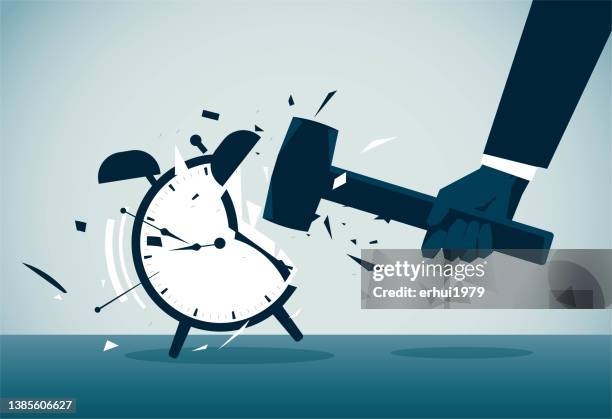 business - hitting alarm clock stock illustrations