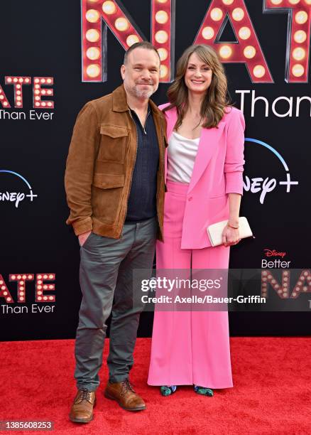 Norbert Leo Butz and Michelle Federer attend the Los Angeles Premiere of Disney's "Better Nate Than Ever" at El Capitan Theatre on March 15, 2022 in...