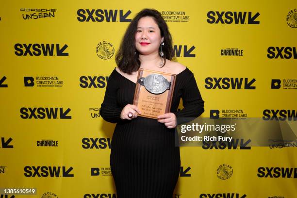 Tang Yi wins the Narrative Short Competition Award for ‘All the Crows in the World’ at the SXSW Film Awards during the 2022 SXSW Conference and...