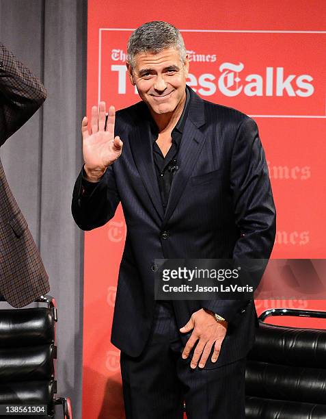Actor George Clooney attends the West Coast TimesTalks at SilverScreen Theater at the Pacific Design Center on February 8, 2012 in West Hollywood,...