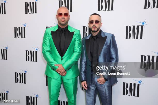Wisin y Yandel attend 29th Annual BMI Latin Awards at Beverly Wilshire, A Four Seasons Hotel on March 15, 2022 in Beverly Hills, California.