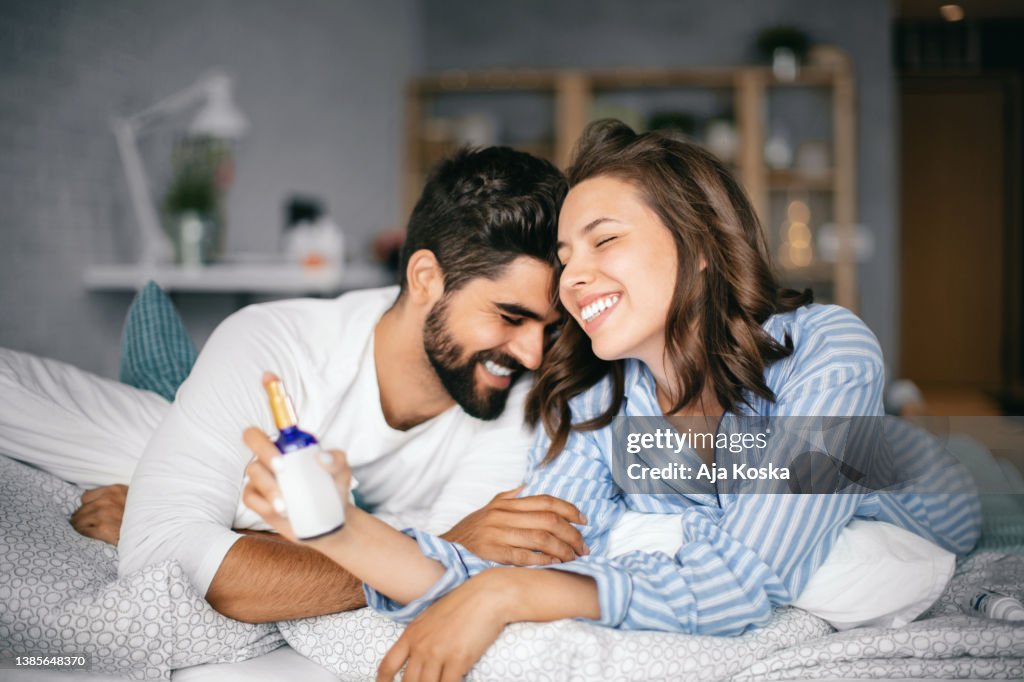 Skin Care And Fun In The Bed High-Res Stock Photo - Getty Images