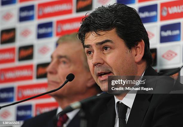 Adrian Bevington Managing Director of Club England speaks to the media during a press conference following the resignation of England manager Fabio...