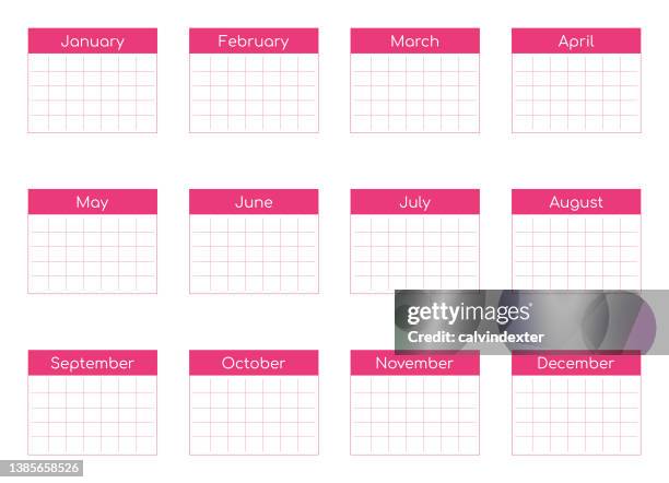 ilustraciones, imágenes clip art, dibujos animados e iconos de stock de plantilla de calendario anual de todos los meses - evento mensual