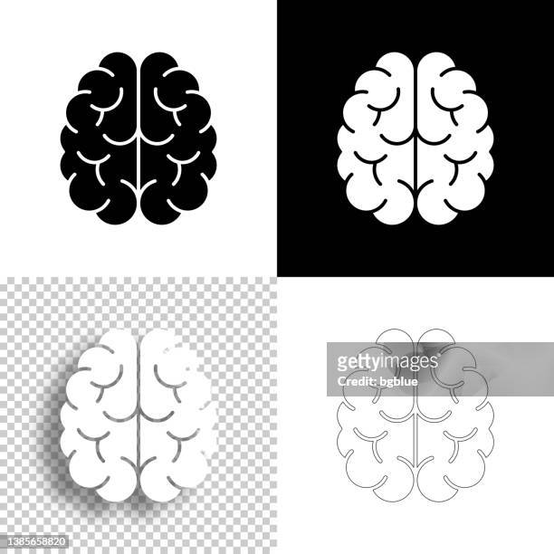 stockillustraties, clipart, cartoons en iconen met brain in top view. icon for design. blank, white and black backgrounds - line icon - in doen