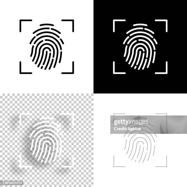 ilustrações, clipart, desenhos animados e ícones de scanner de impressões digitais. ícone para design. fundo em branco, branco e preto - ícone da linha - fingerprint