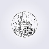 line art hogwarts castle illustration vector icon print apparel t-shirt harry potter