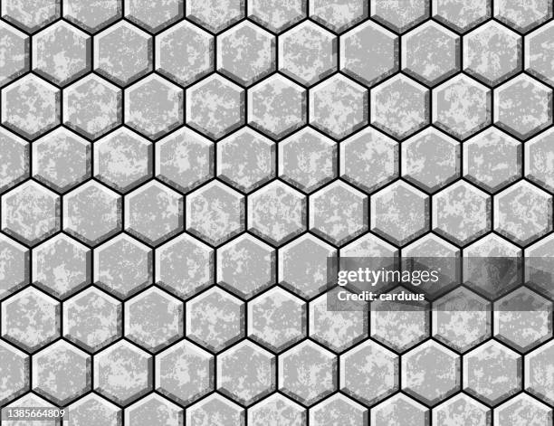 seamless honeycomb grunge pattern - damaged shingles stock illustrations