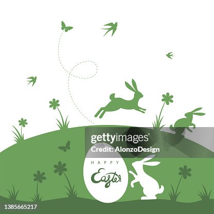 Easter egg hunt. Easter bunny card. Easter egg hunt. Easter bunny card.