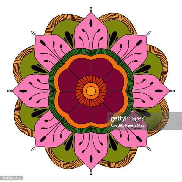 rangoli design, mandala background - rangoli light stock illustrations