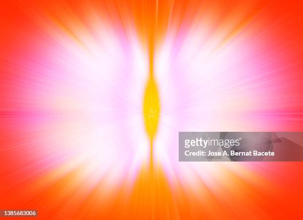 energy explosion with light trails on an orange background. - pops of bright color stock pictures, royalty-free photos & images