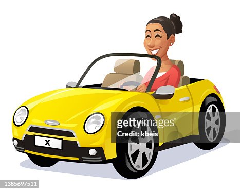 Woman Driving A Yellow Car High-Res Vector Graphic - Getty Images
