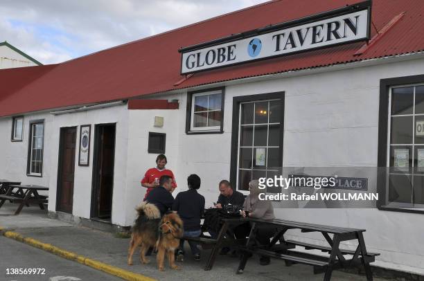 Outside one of the most popular bars in Port Stanley on January 22, 2012 in Port Stanley, Falklands Islands.