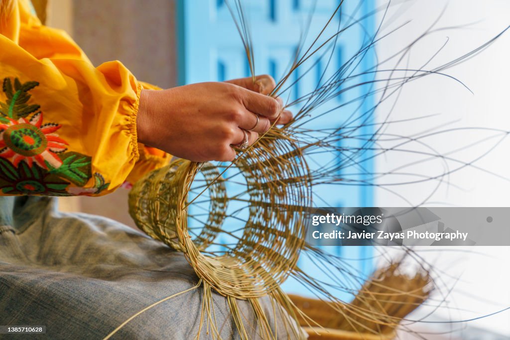 Espartera Woman Working With Esparto Grass With His Hands