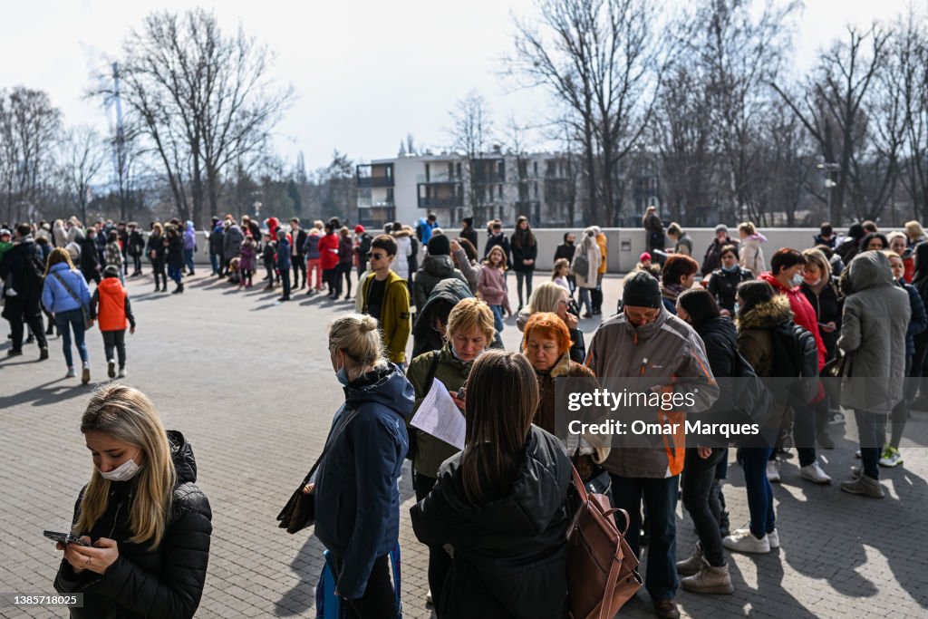 Ukrainians Fleeing War Arrive In Krakow