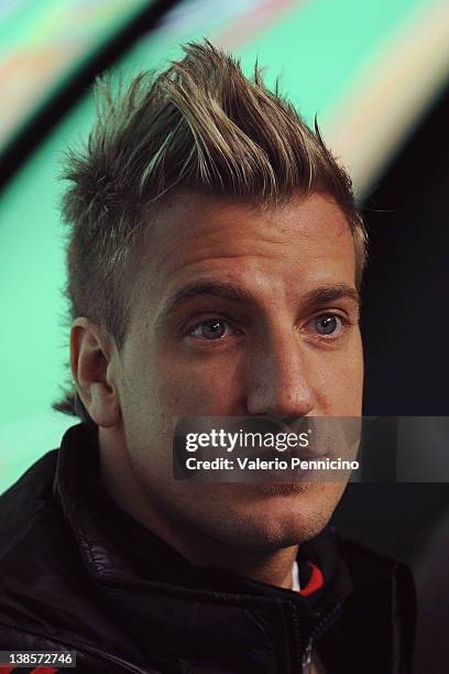 Maximiliano Gaston Lopez of AC Milan looks on prior to the Tim Cup match between AC Milan and Juventus FC at Giuseppe Meazza Stadium on February 8,...