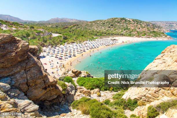 vai beach, crete, greece. - crete scenics stock pictures, royalty-free photos & images