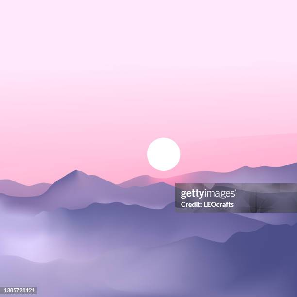 stockillustraties, clipart, cartoons en iconen met beautiful sunset or sunrise landscape - indrukwekkend landschap