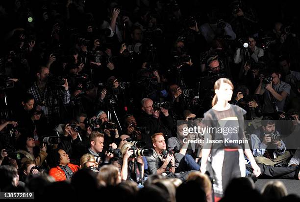 General virew of atmosphere at the BCBG Max Azria Fall 2012 fashion show during Mercedes-Benz Fashion at The Theatre at Lincoln Center on February 9,...