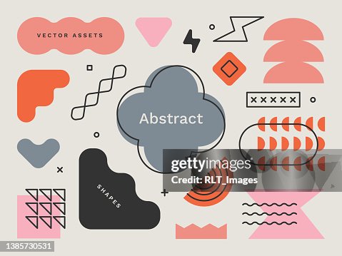 Set of abstract geometric shapes and textures for design layouts—editable stroke Set of abstract geometric shapes and textures for design layouts—editable stroke