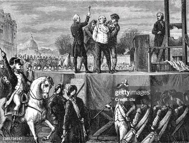 ilustrações de stock, clip art, desenhos animados e ícones de french revolution: execution of louis xvi - execution