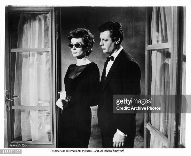 Anouk Aimee and Marcello Mastroianni enter room in a scene from the film 'La Dolce Vita', 1960.